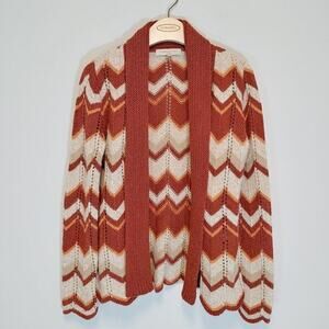 Lineamaglia Open Front Chevron Knit Cardigan Sz M Alpaca Wool Blend Casual Fall